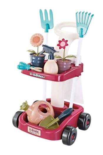 Toybox House game pretend play potted trolley kids gardening planting tools toy