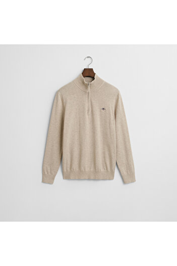 Gant Erkek Bej Regular Fit Yarım Fermuarlı Kazak