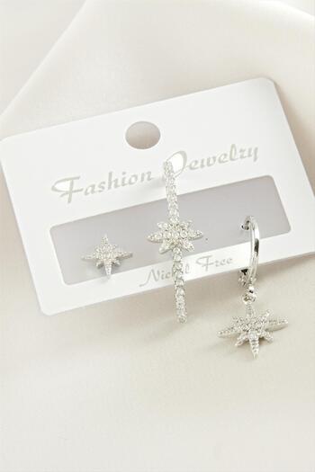 feryal 3 Pieces Star Zircon Stone Earrings