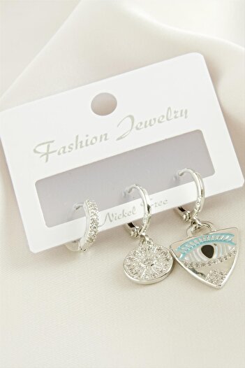 feryal 3 Pieces Eye Zircon Stone Earrings