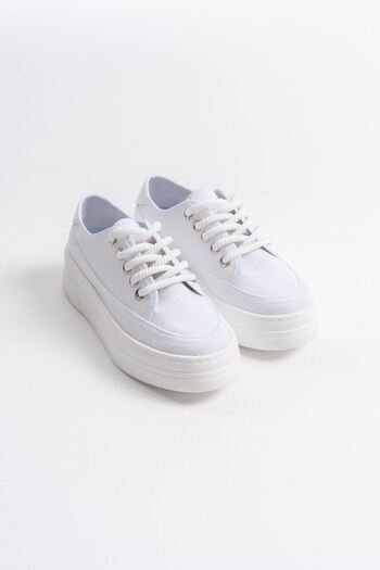 shoe for me Glown Women's White Linen Sneakers