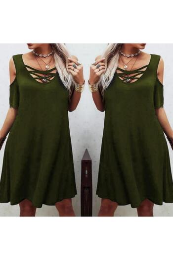 MissRunin Low-Cut Lace Detail Viscose Fabric Dress