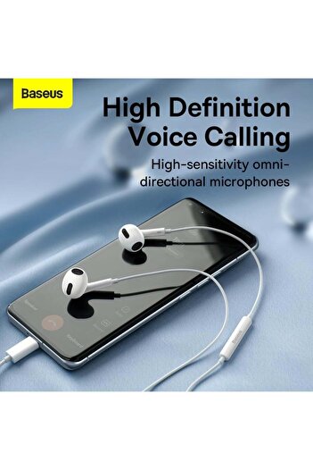 Baseus Baseus C17 Wired Earphones - Comfortable Design and Clear Sound, White