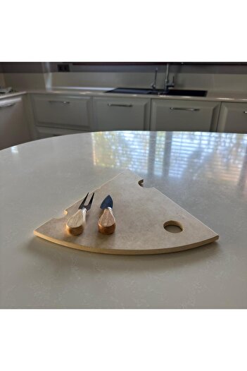 LİSPERA Travertine Marble Cheese Plate, Travertine Marble Presentation Plate