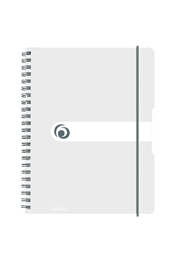 Herlitz Caiet spiralat EOTG A4, culoare transparentă, material PP, 80 de coli, format grilă, bandă elastică