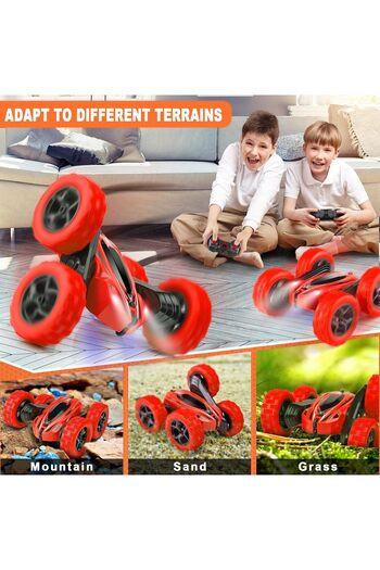 rexa Red RC Stunt Car with Remote, Rechargeable Batteries & AA Batteries