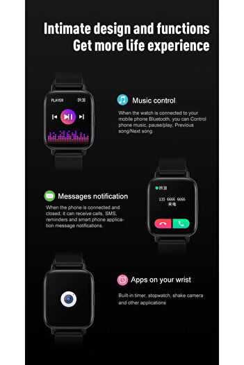 Smart Vibe ViBE™ WATCH Bluetooth HD Smartwatch, 1.69" Borderless View, Fitness Tracker, Black