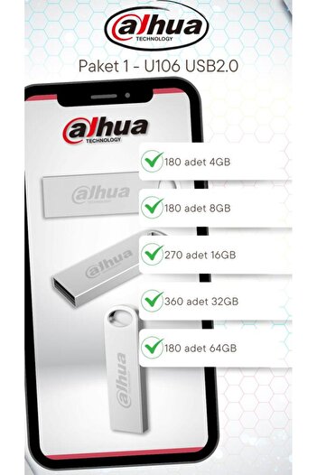 DAHUA U106 Metal USB Flash Bellek Paketi - Paket 1
