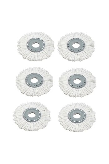 OEM Set 6 Universal Mop Refills with High Absorption Power, White
