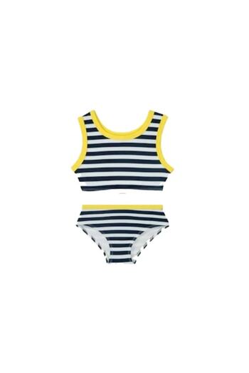 Dali Costum de baie pentru fetite, model dungi, 2 piese, 86/92, Bleumarin-Galben