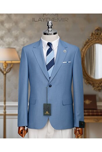 ilayda emir Italian Cut Blue Balzer Jacket Mono Collar