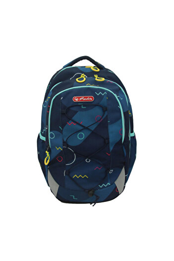 Herlitz Strings Pro Backpack, Ergonomic, Water Resistant, Recycled Polyester, Reflective Geometrics