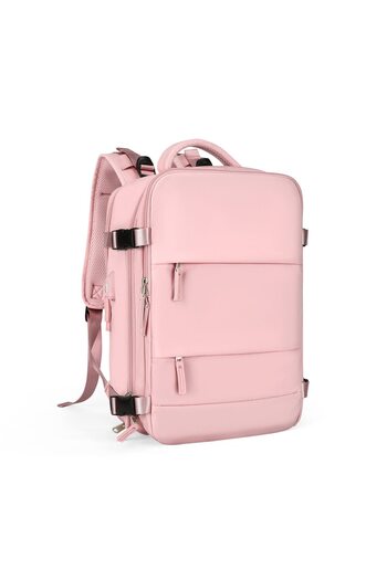 OBRALIX Travel Backpack for Laptop, Business, Airline Approved, USB Charging Port, 35L, Waterproof, Pink, OB