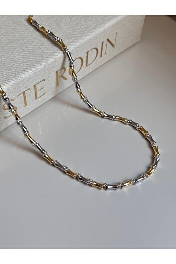 LEROSY CO Double Color Thick Form Women's Steel Necklace – Gold & Silver Modern Design