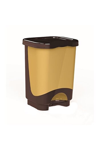sterk Trash Bin with Pedal, Beige and Brown, 28L