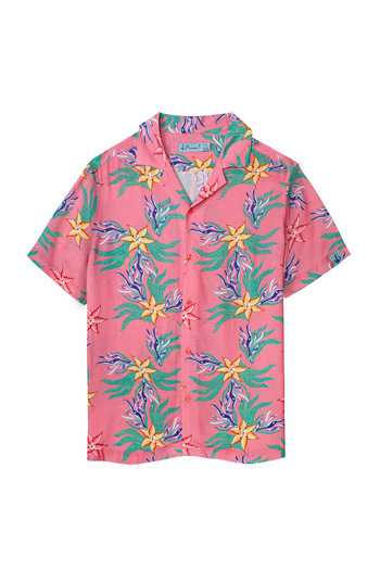 ANEMOSS Coral Patterned 100% Viscose Soft Breathable Fabric Men's Shirt