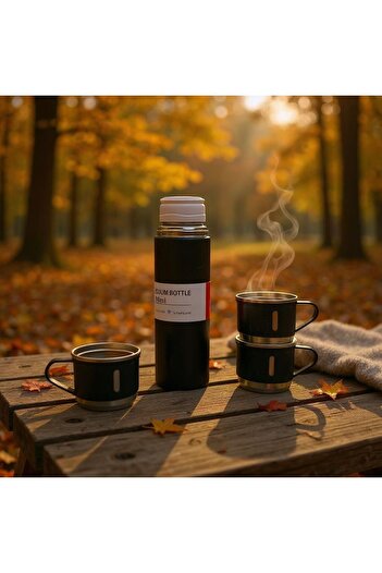 HOLLYHOME Vacuum Flask Set 3 Cup Boxed Vacuum Stainless Steel Thermos Set 500 ml
