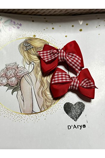 Darya Dd447 Red White Plaid Ribbon Bow Buckle (Set of 2) Baby Kids
