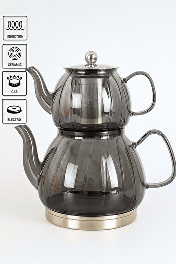 Jenisa Borosilicate Glass Teapot with Induction Base 500 ml Teapot 1500 ml Bottom Chamber