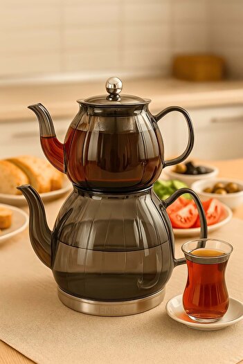 Jenisa Borosilicate Glass Teapot with Induction Base 500 ml Teapot 1500 ml Bottom Chamber