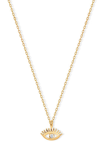 Diamond Line-Gülaylar 14 Ayar Sarı Altın Minimal Göz Kolye