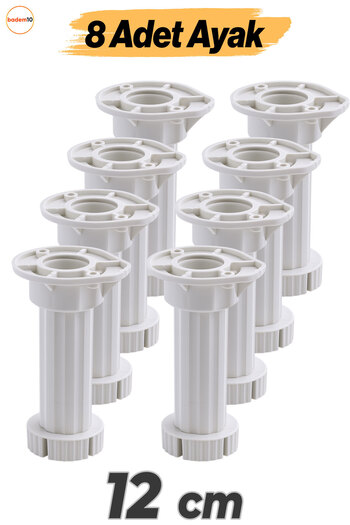 Badem10 Adjustable 8Pcs 12cm Plastic Feet Cabinet Furniture Bench Riser Heightening Foot Feet