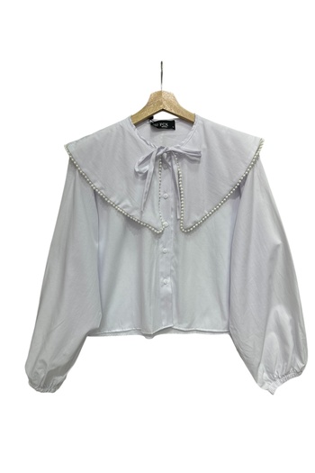 BUTİK SEPETİN Crop Shirt with Pearl Collar