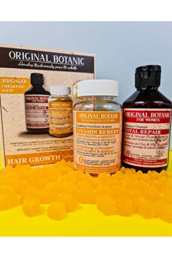 Original Botanic Treatment for Hair Growth Shampoo Total Repair and Dietary Supplement Vitamin Remedy 60 Gummies