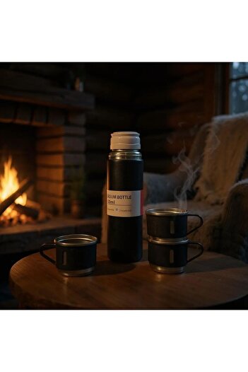 HOLLYHOME Vacuum Flask Set 3 Cup Boxed Vacuum Stainless Steel Thermos Set 500 ml