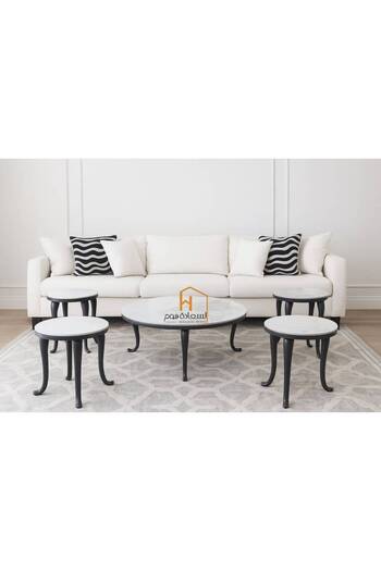 Al Saada Home Ceramic Service Tables - 4+1 - Black