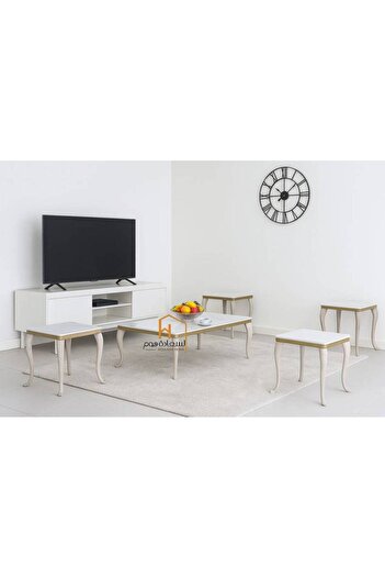 Al Saada Home Ceramic Service Tables Set - 4+1 - Gold