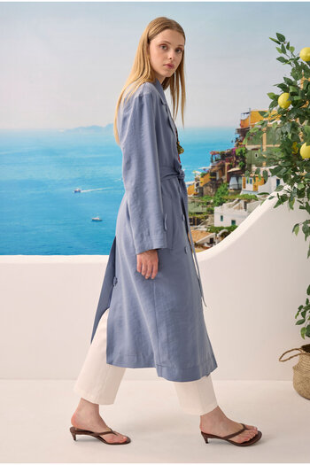 HEQA Κουμπωτή μακριά καμπαρντίνα Lavender Blue