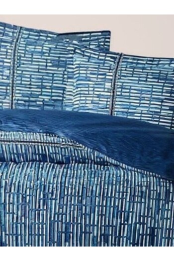 Özdilek Ranforce Modra Single Duvet Cover Set – 100% Cotton Blue Pattern with Elastic Sheet