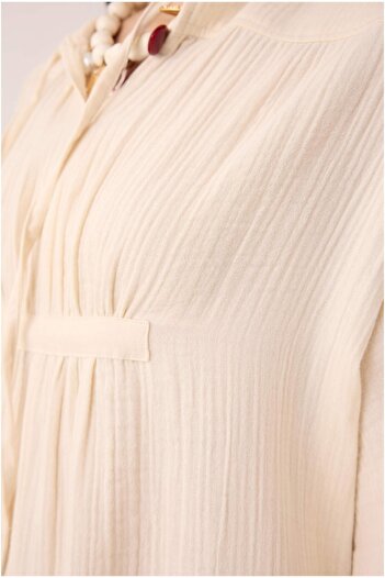 HEQA Multi Gathered Muslin Tunic Bone