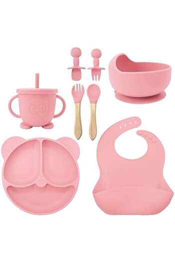 Toybox Silicone Baby Feeding Set – Baby Led Weaning Supplies with Bib, Divided Plate, Bowl, Cup, Spoons