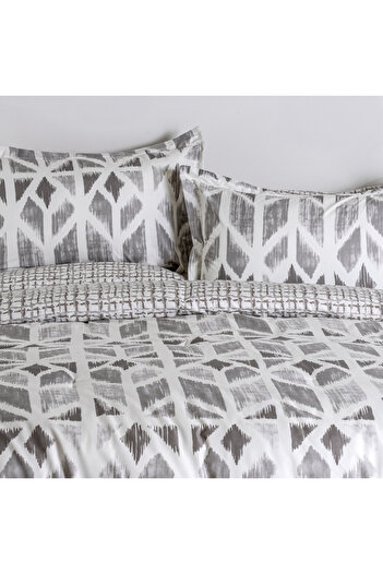 Cottage microfiber block chevron print 6pc queen comforter set, grey 200*240cm