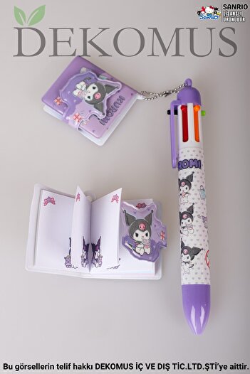 kuromi "Dekomus Wet Wipes Gift" New Season Licensed 6 Color Ballpoint Pen and Notepad