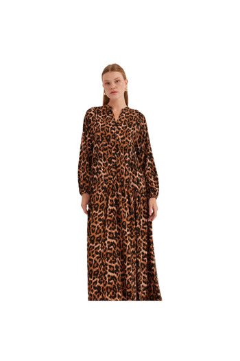 Bigdart Brown Beige Viscose Hijab Dress