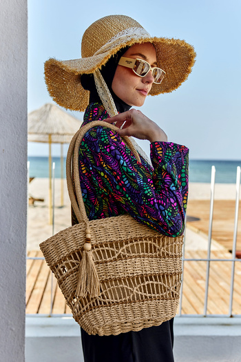Remsa Mayo Straw Bag Beach Bag 020 Camel01