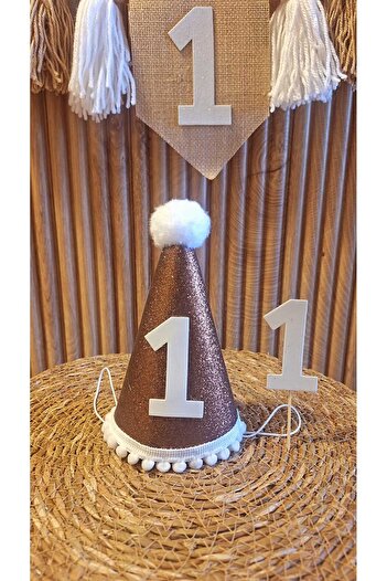 asöy 1 Year Old Hat High Chair Wall Pennant Brown One 1 Year Old Party Set of 3 Pennants