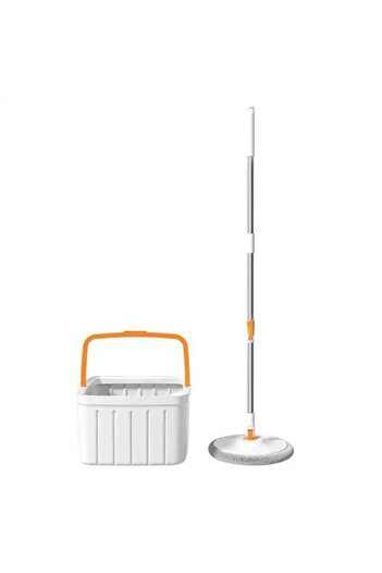 Dreamramp Rotating Mop Set with 2 Refills by Dreamramp, Gray Color, Square Bucket with Separate Compartments a