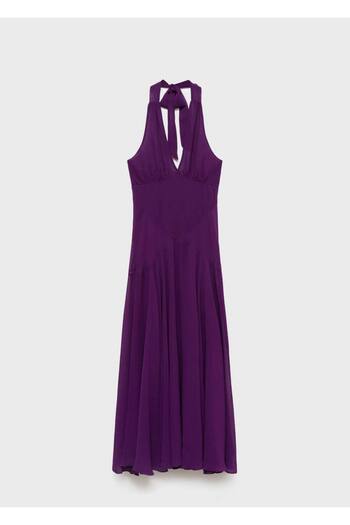 MANGO Woman Halter yakalı uzun elbise