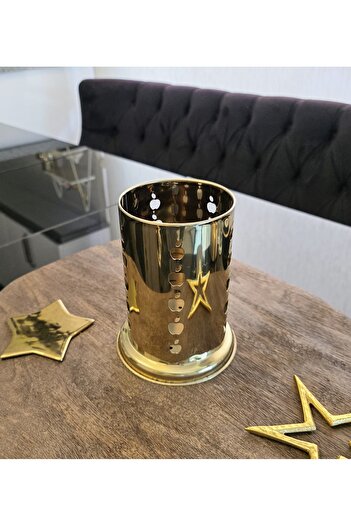 LOVYCO Gold Metal Kaşıklık Elma Detaylı Sunum Kaşıklık Mutfak Kaşıklığı 16 Cm