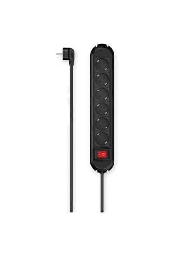 Hama Prelungitor 00223037, cu întrerupător, montare pe perete, 6 prize, H05VV-F3G1.5, 1.5 m, Negru