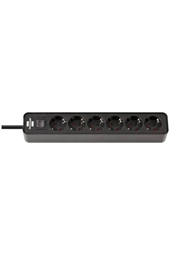 Brennenstuhl Ecolor Power Strip with Switch, 6 Outlets, 1.5m, Black