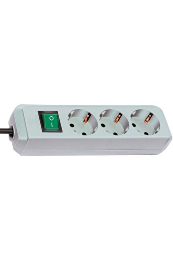 Brennenstuhl -Line Power Strip with Illuminated Switch, 3 Sockets, 1.5m Cable, White