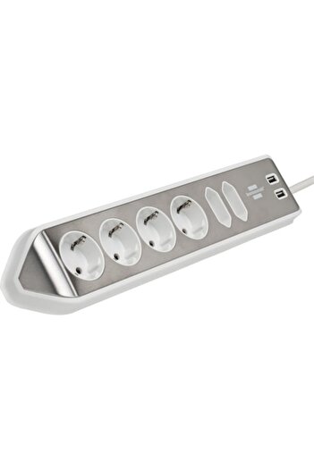 Brennenstuhl Wall/Corner Power Strip Estilo, 6 sockets, 2xUSB, 3.1 A, H05VV-F 3G1.5 cable, 2m, Silve