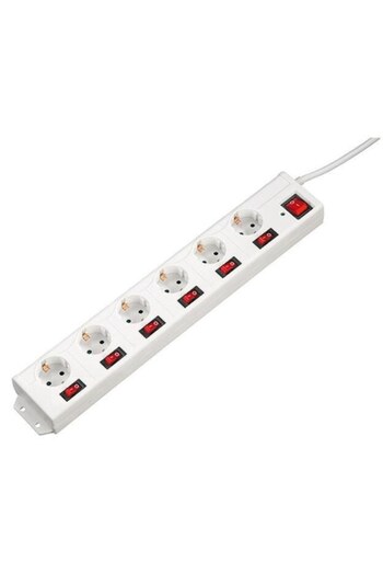Hama Power Strip HAMA, 6 sockets, 1.4 meters, individual switches, white