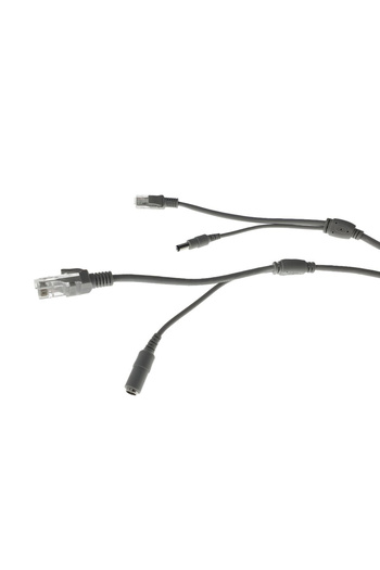 OEM 10m network cable for IP CCTV NVR camera, UTP Cat.5/5e, 2XRJ45 plug and power cable plug, gray