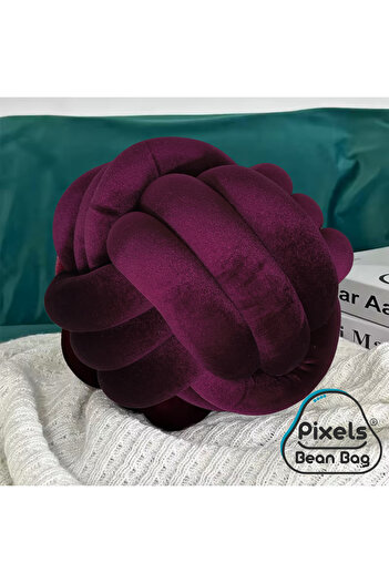 PixelsBeanBag 2 Pieces Soft Knotted Ball Pixel Bean Bag Pillow, Velvet Round Decorative Pillow for Home Decor